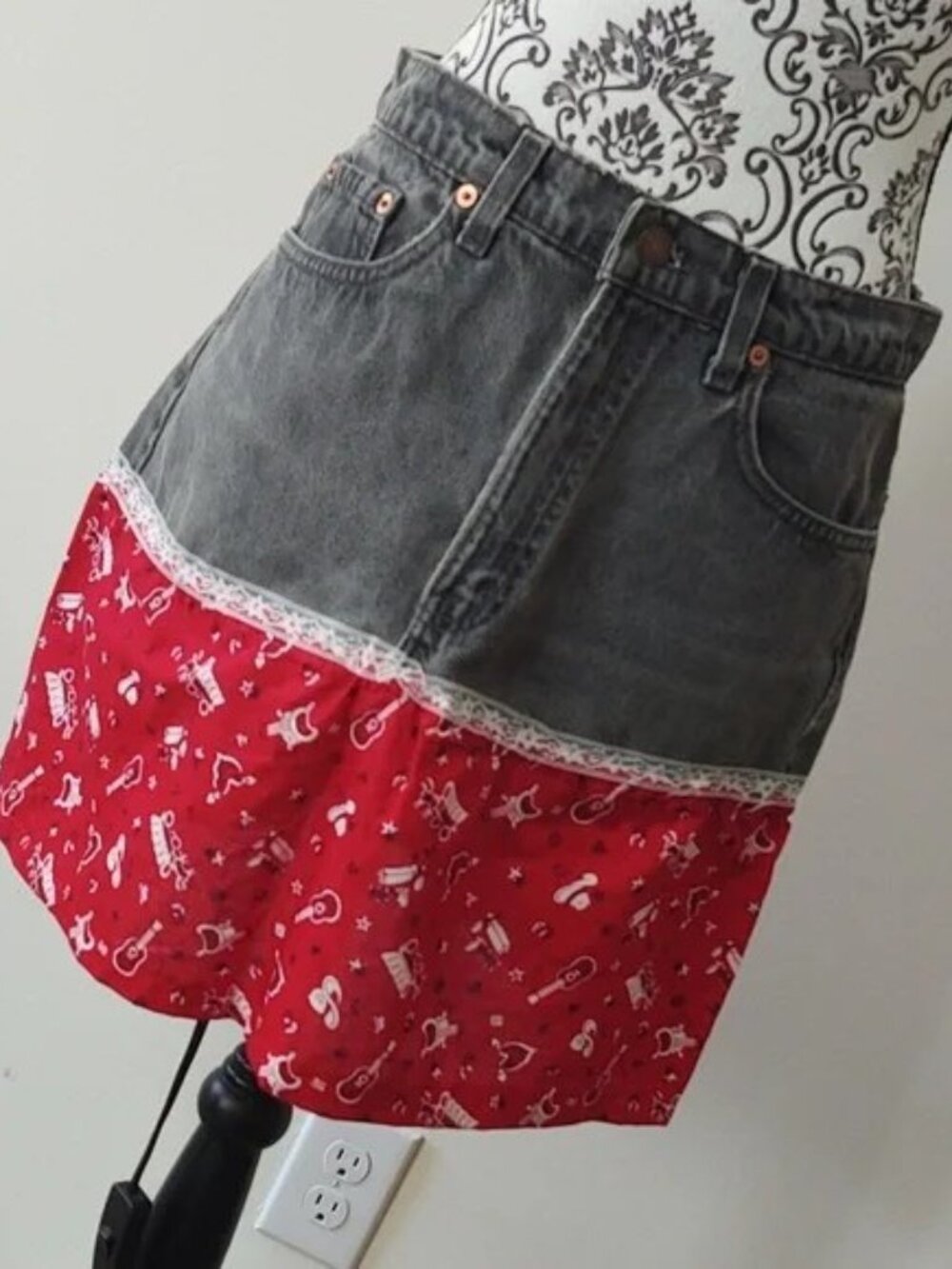 Upcycled Levi's Jean & Bandana Mini Skirt
